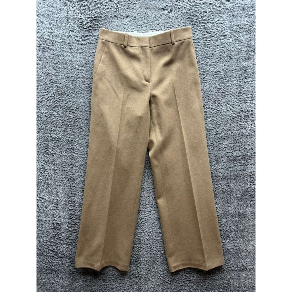 Celine Relaxed Fit 100%‎ Merino Wool Wide-Leg Trousers Beige Women's Size 40